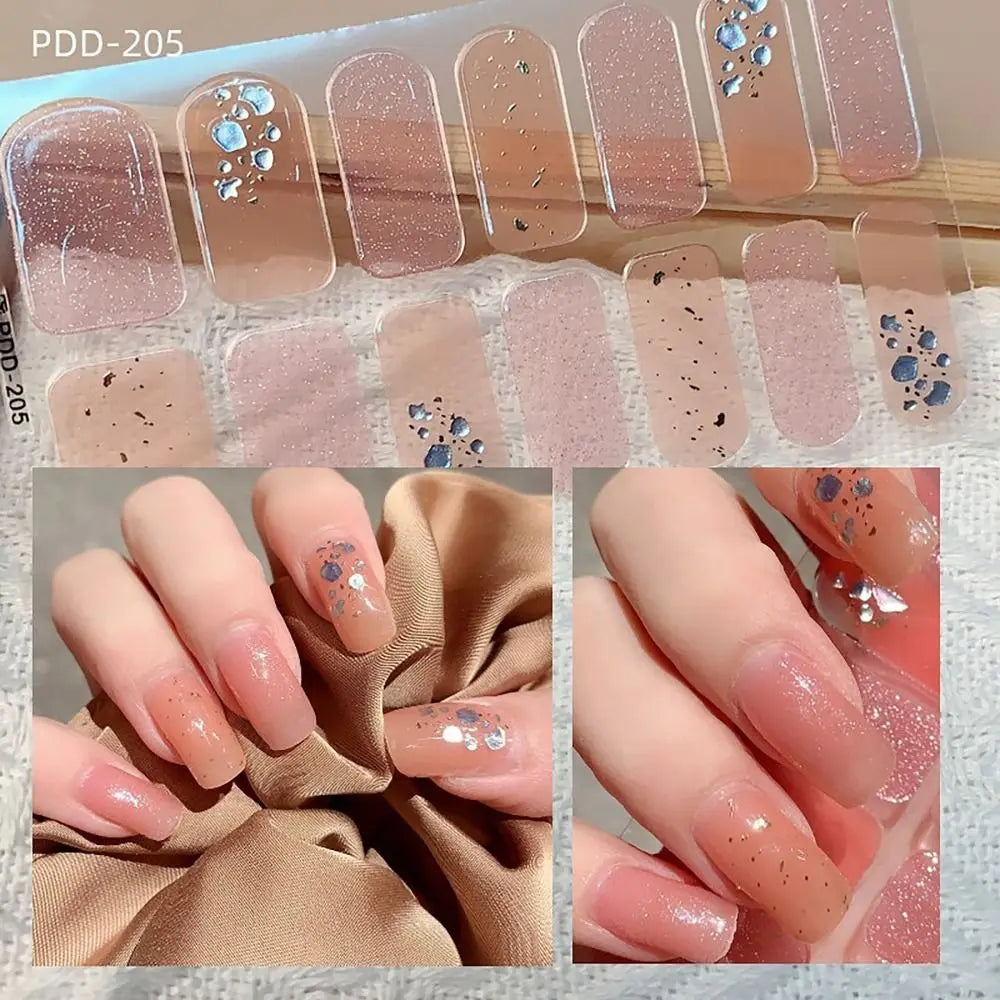 Semi-Cured Gel Nail Stickers – 14 Floral Full Cover Strips