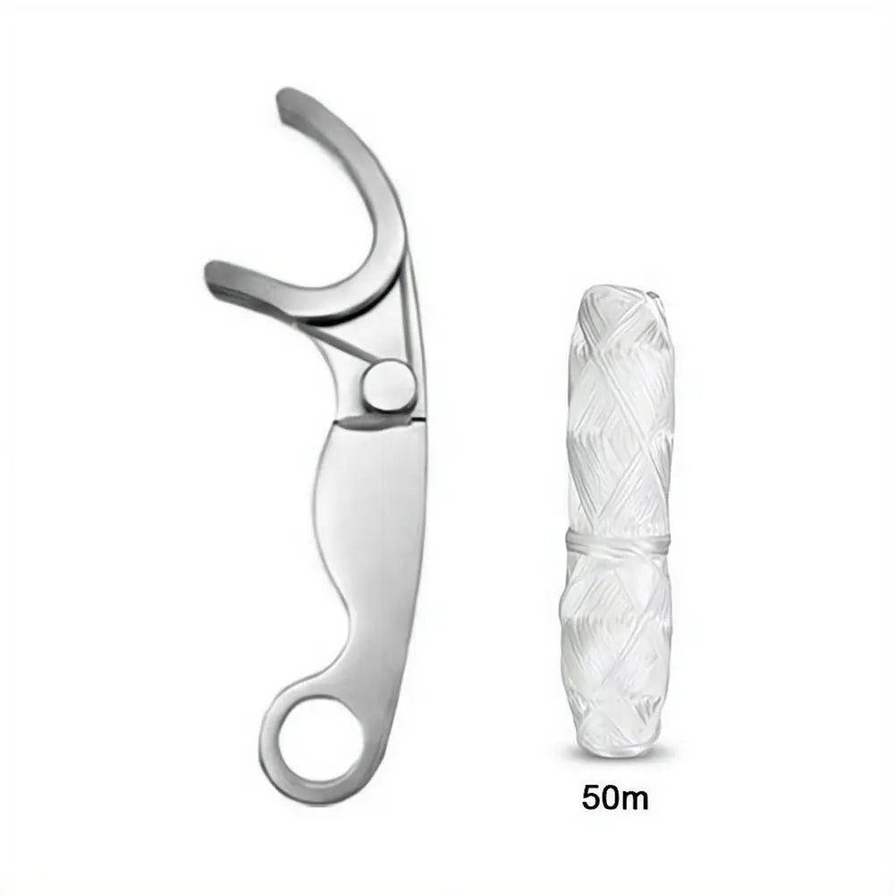 Reusable Stainless Steel Floss Pick Set – 50m Dental Floss