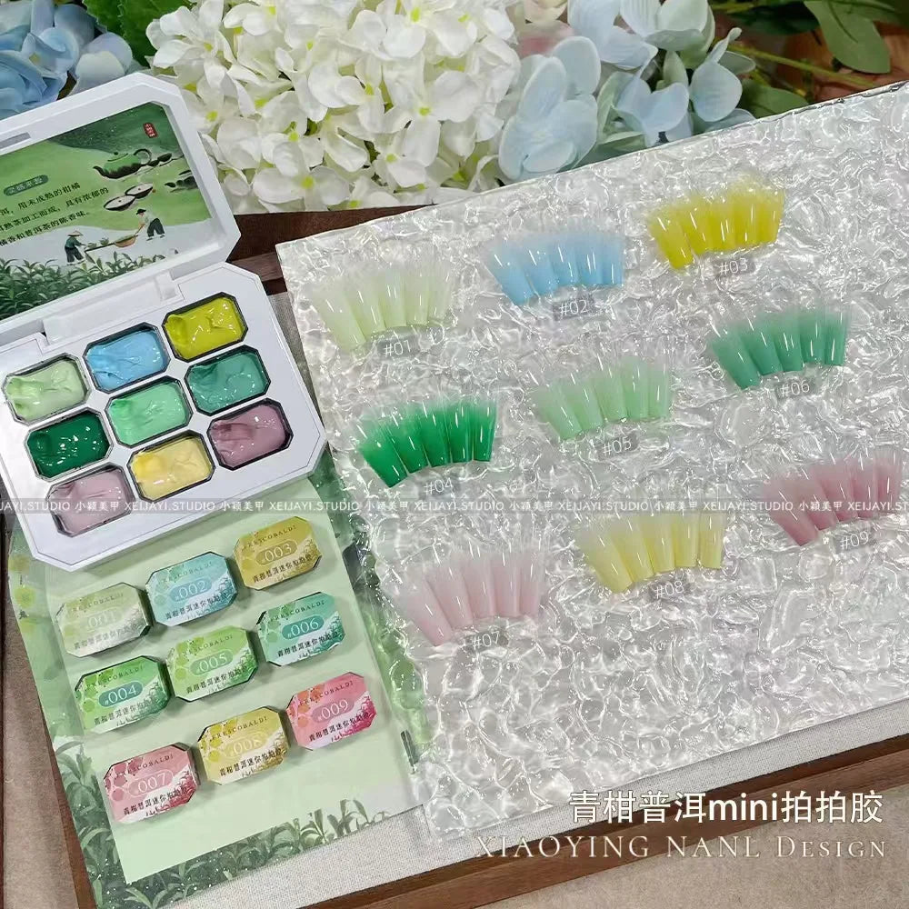 SAMMY 9-Color Chinese Style Nail Glitter Gel Palette