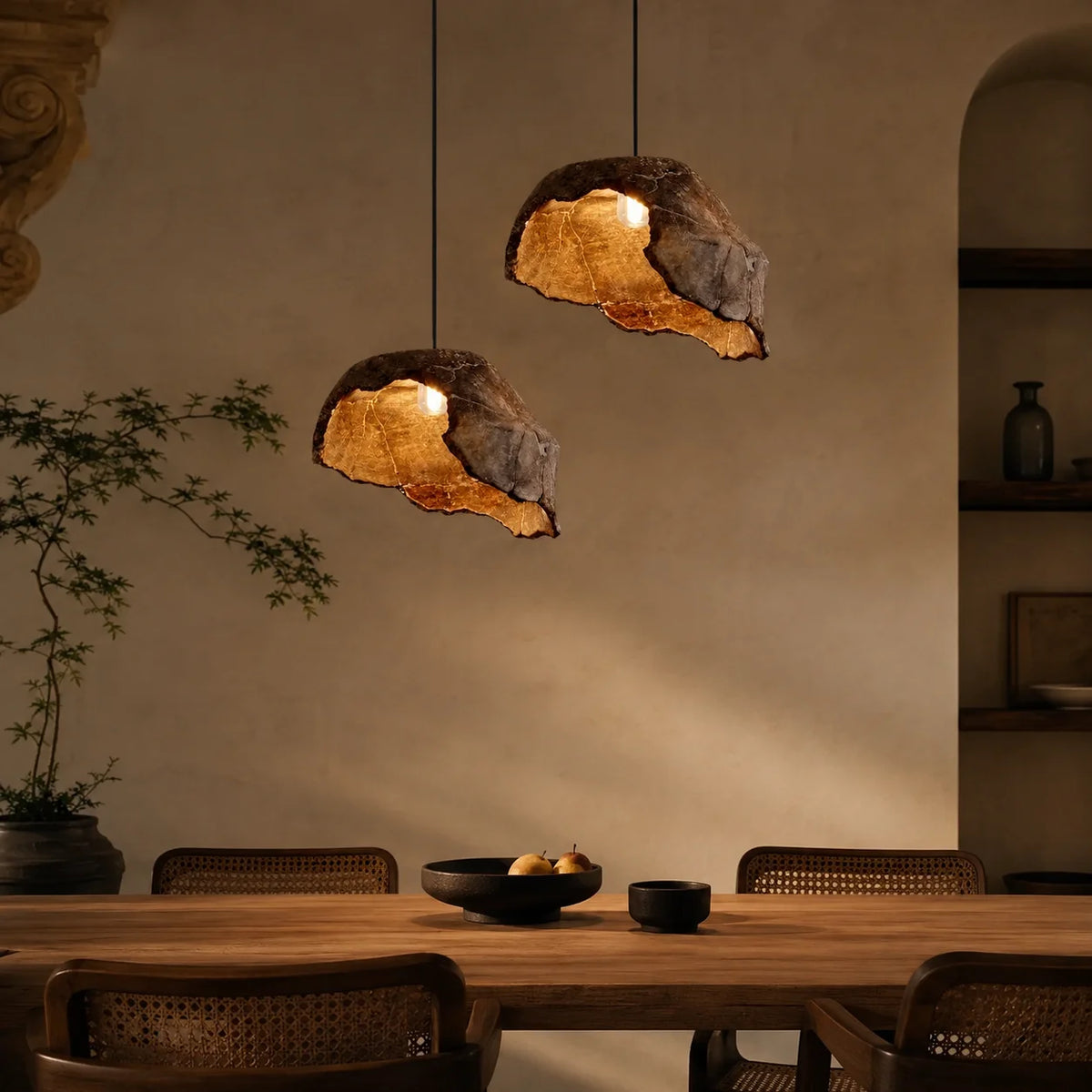 Wabi Sabi Lotus Pendant Light | Japanese Zen Hanging Lamp