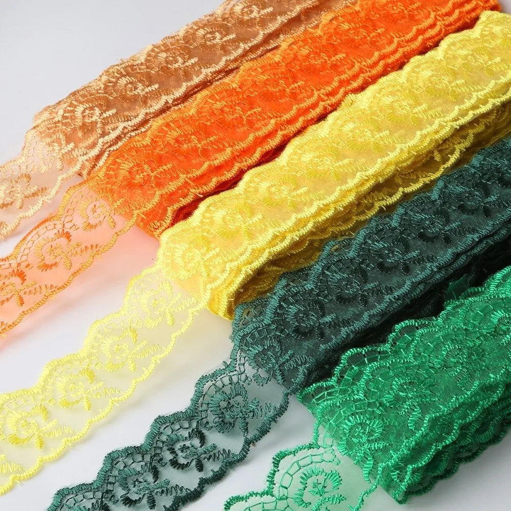 10 Yards Floral Embroidery Lace Trim – Hollow Polyester 40mm