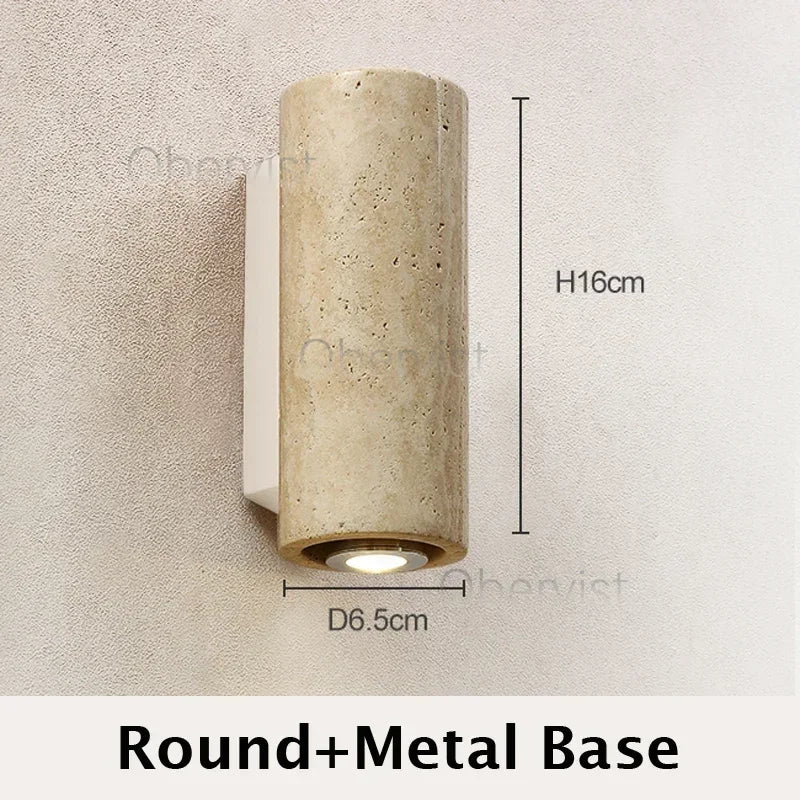 Wabi Sabi Travertine LED Wall Sconce | Bedroom & Living Room