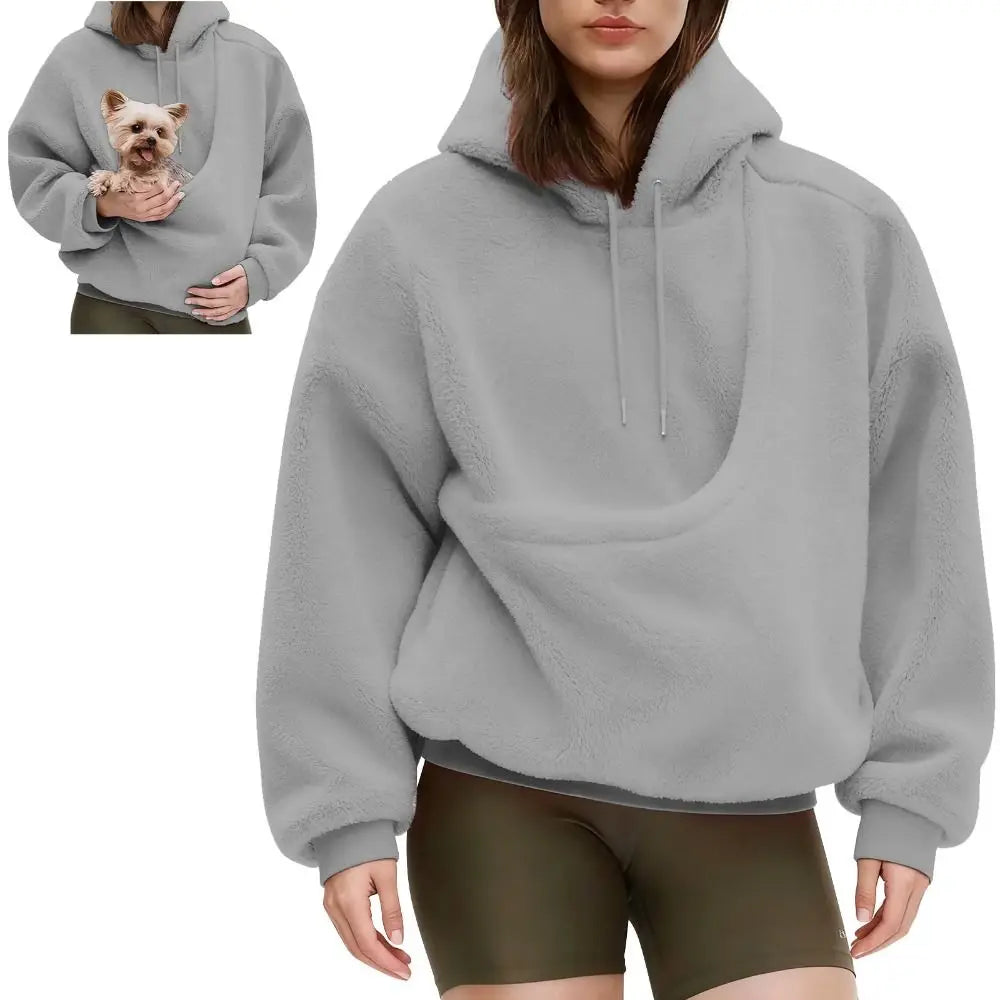 Front Pouch Pet Carrier Hoodie – Hands-Free Cat & Dog Sweatshirt