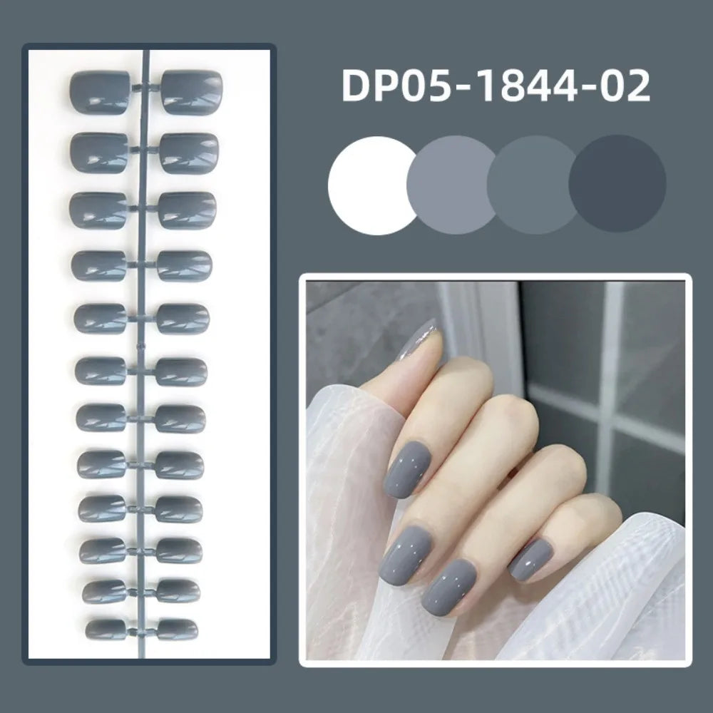 24-Pack Short Square Press-On Nails – Glossy False Nails
