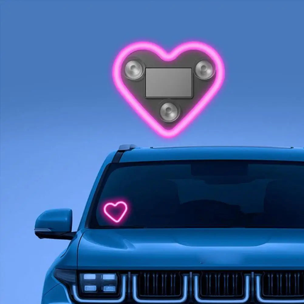 Solar Heart Neon LED Car Window Atmosphere Light – Wire-Free