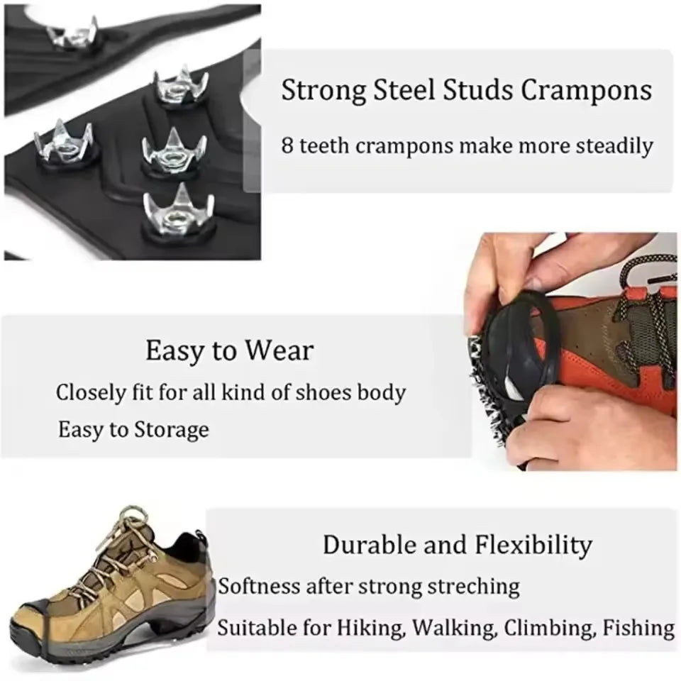 8-Spike Ice Cleats Crampons – Anti-Slip Winter Shoe Covers