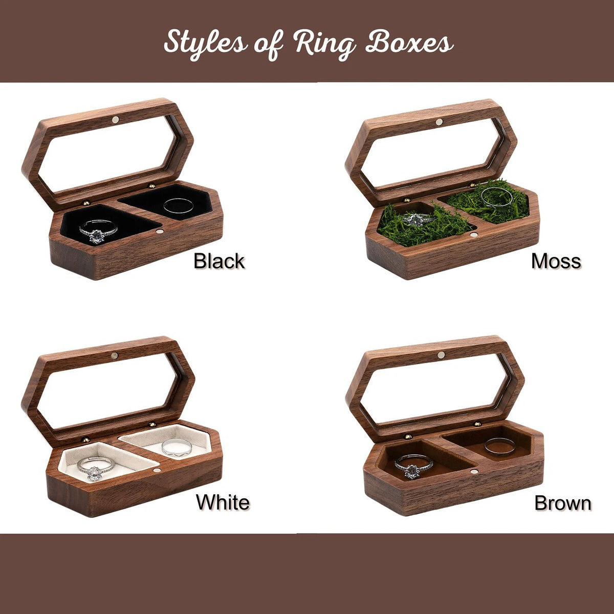 Personalized Walnut Wood Ring Box – Engraved Glass Top Gift
