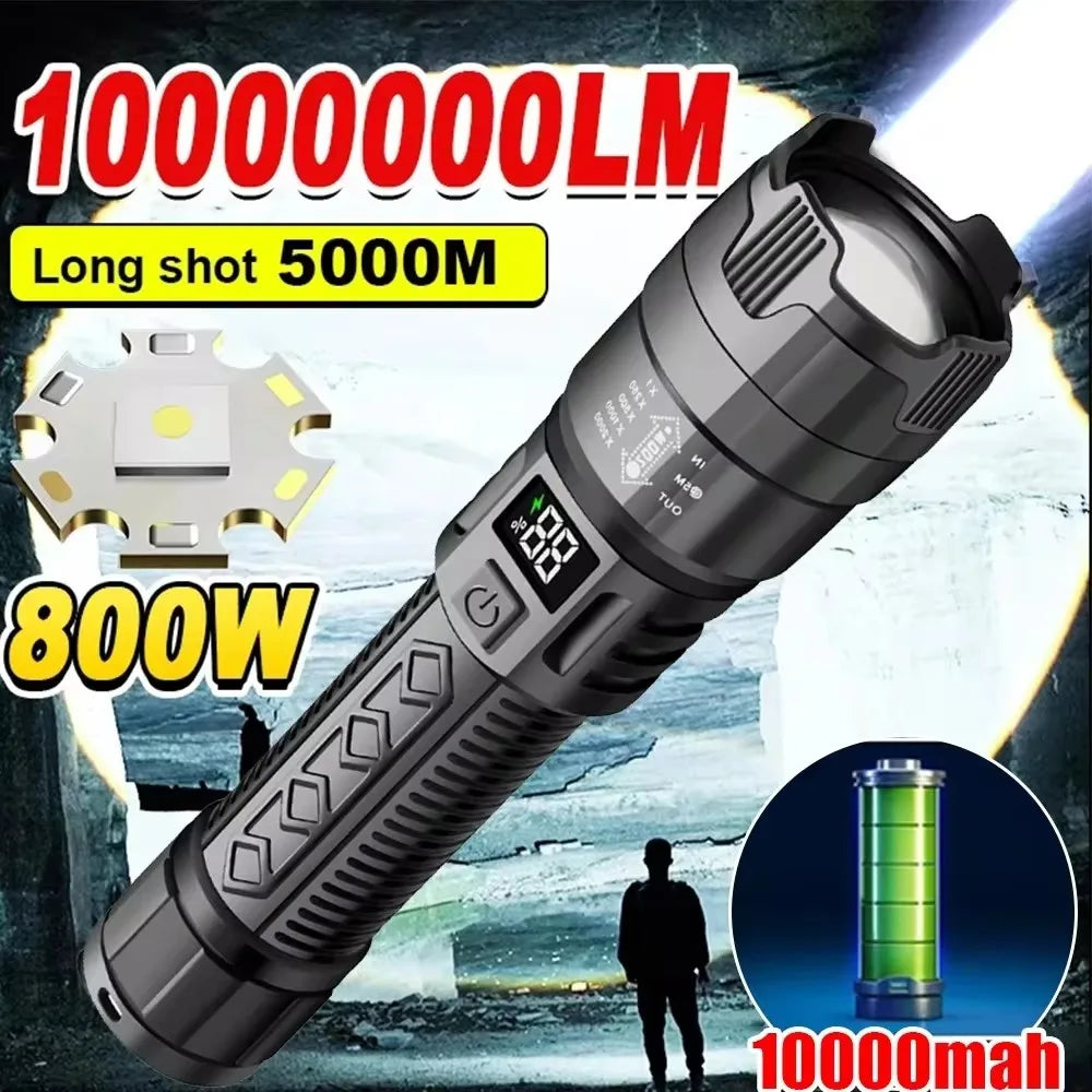 Ultra Bright 2000LM LED Flashlight – USB-C Rechargeable Zoom Torch