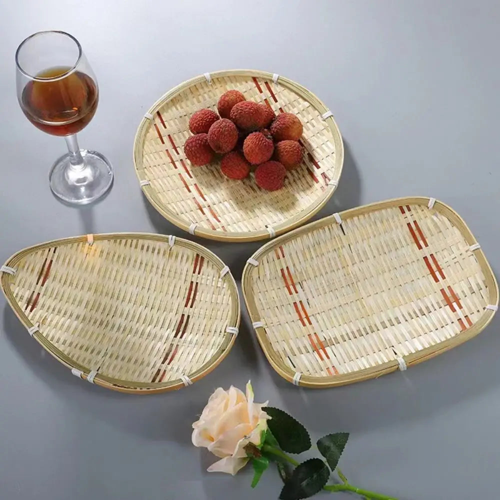 Handwoven Bamboo Basket – Bread, Fruit & Snack Serving Tray
