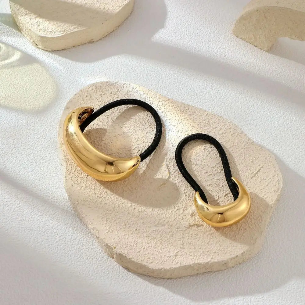 U-Shaped Gold Metal Hair Ties – Geometric Ponytail Holder