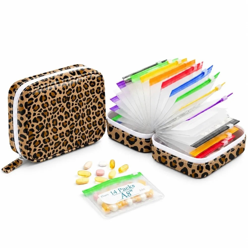 BPA-Free Weekly Pill Organizer – 14 Zippered Pouches Travel Case