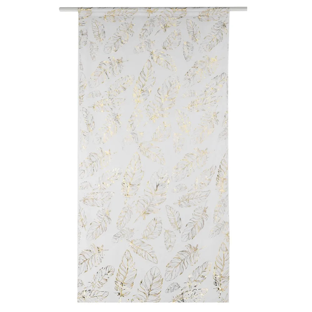 Gold Foil Floral Sheer Curtains – Metallic Voile Drapes 52×63"