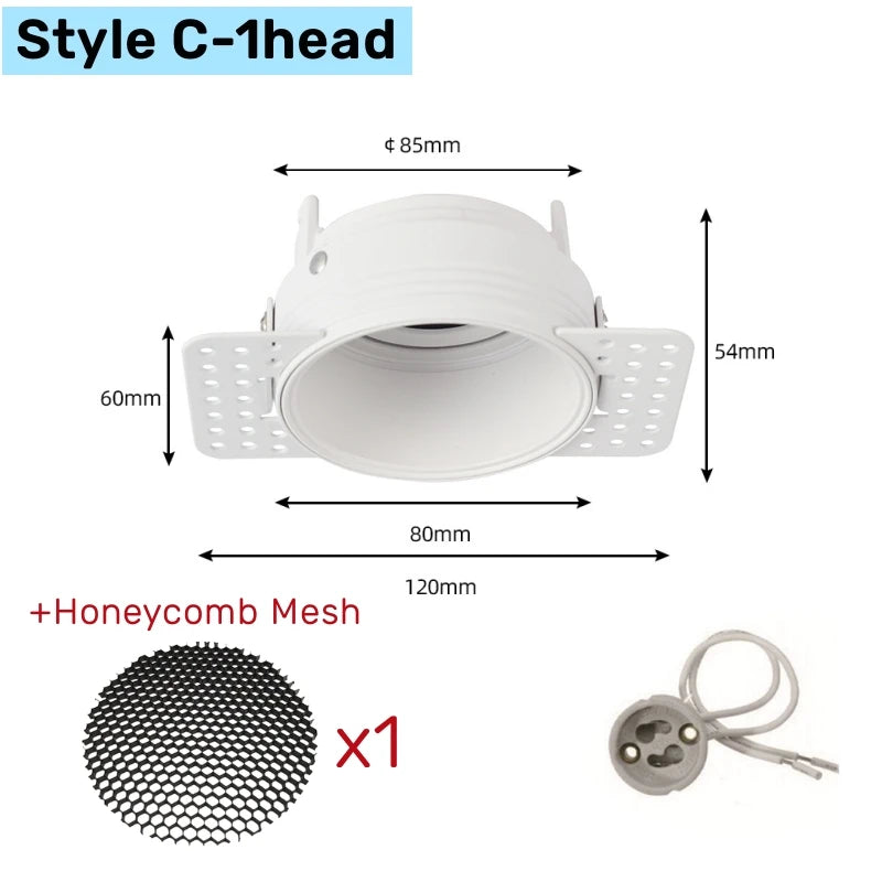 Trimless Square LED Downlight Frame Double Head GU10 MR16