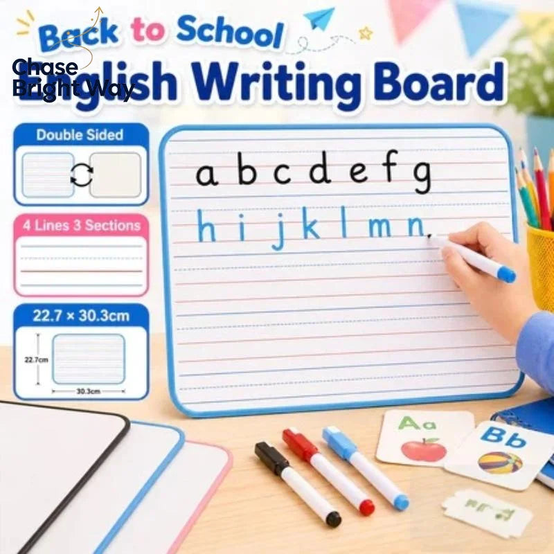 Kids Lined Dry Erase Whiteboard | 3-Grid Handwriting Practice Board