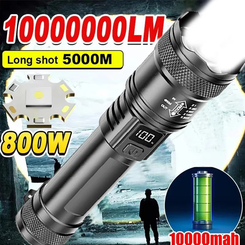 2000LM Tactical LED Flashlight | USB Rechargeable Zoom Torch