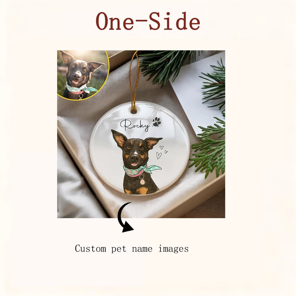 Personalized Watercolor Pet Photo Ornament | Custom Dog & Cat