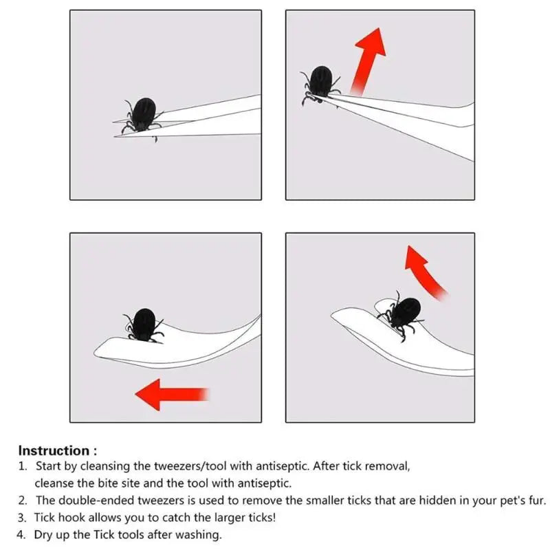 Stainless Steel Tick Fork Remover Tool for Dogs & Cats