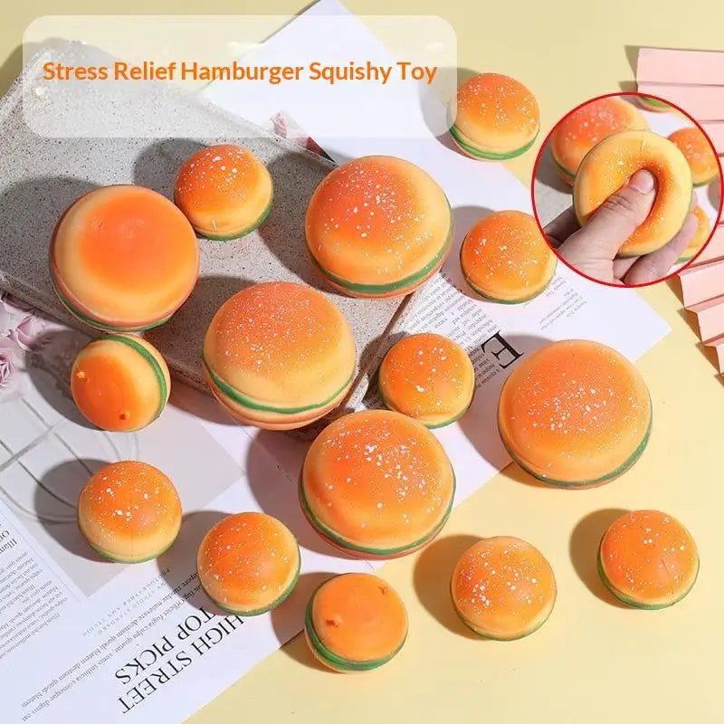 Hamburger Squeeze Fidget Toy – TPR Sensory Stress Ball