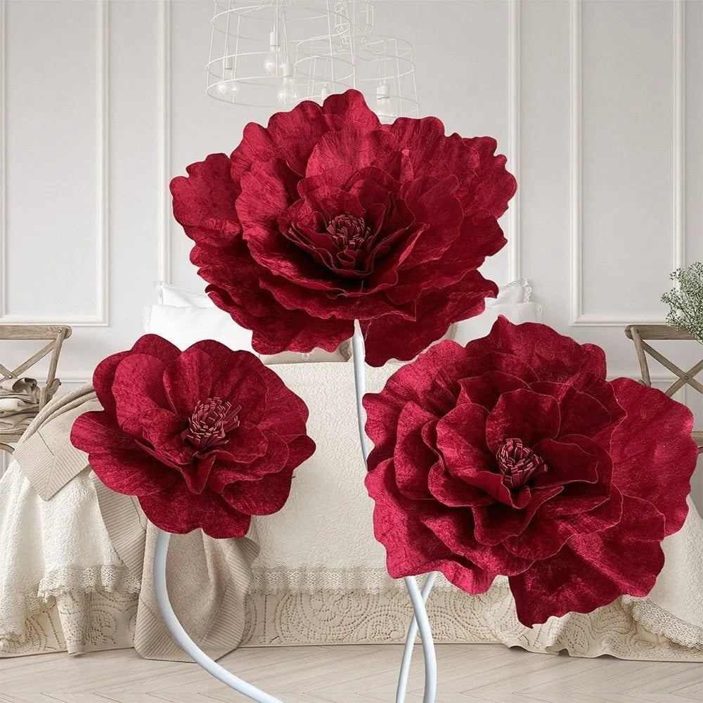 Large Artificial Velvet Peony Flower 30-60cm – DIY & Decor