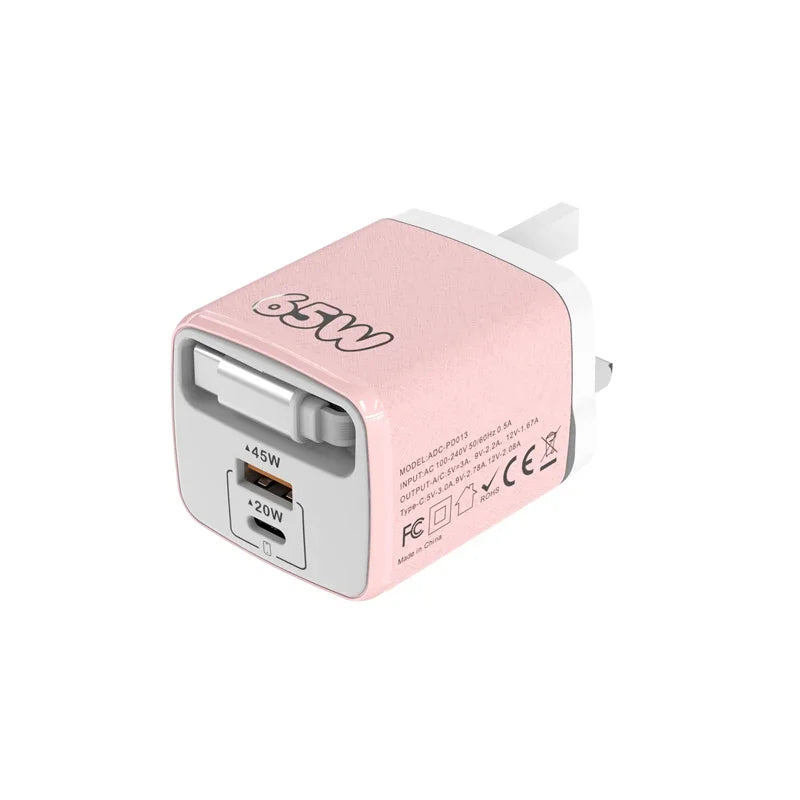 PD 65W Multi-Port Fast Charger with 70cm Extension | EU US UK