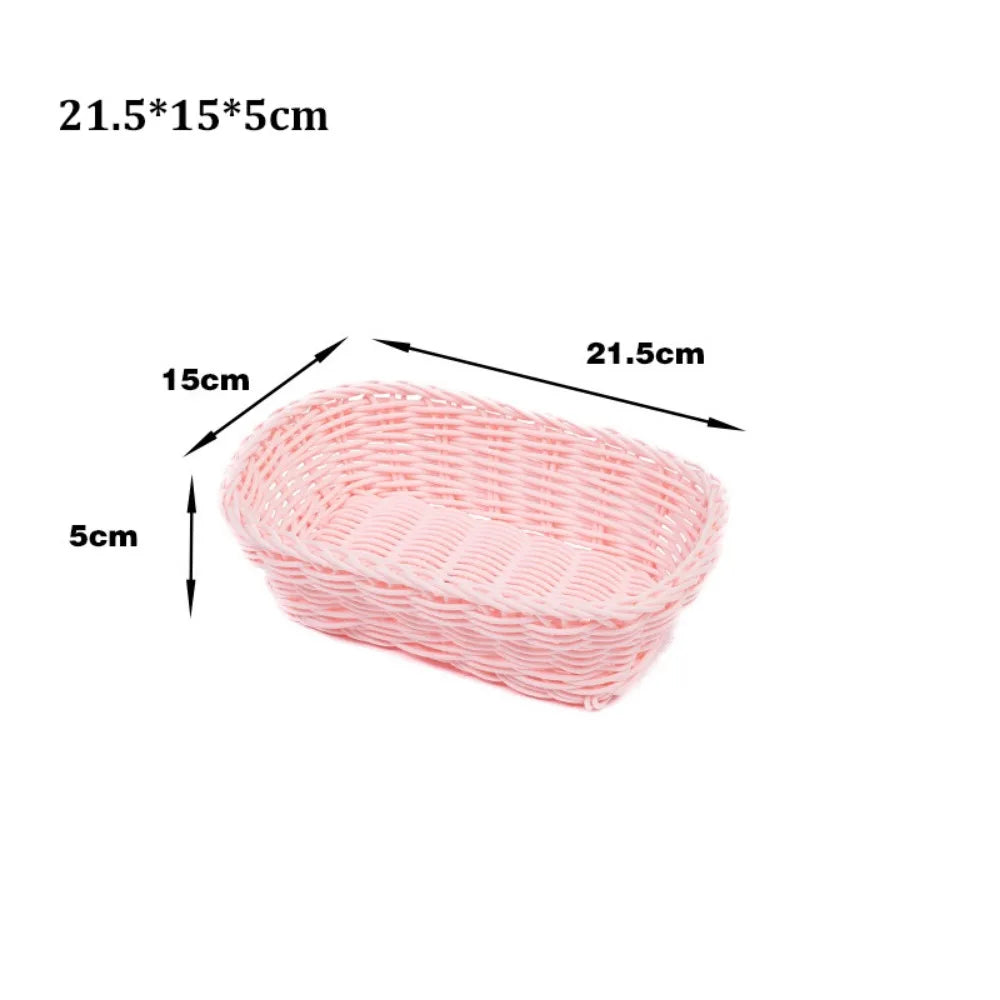 Woven Rattan-Style Serving Basket – Bread, Fruit & Utensil Tray