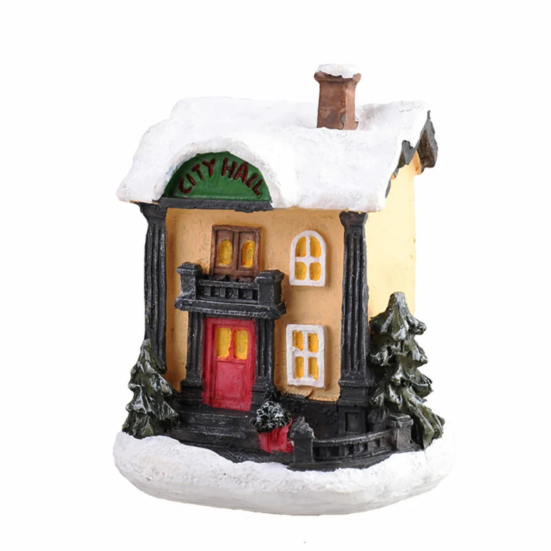 Resin Christmas Village House LED Ornament – 8 Styles