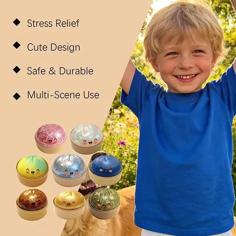 Glitter Squishy Steamed Bun Toy – Slow Rebound Squeeze Ball