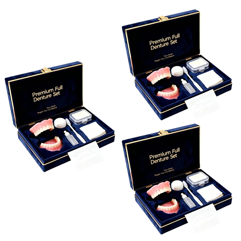 Silicone Denture Veneer Kit – Upper & Lower Teeth with Care Set