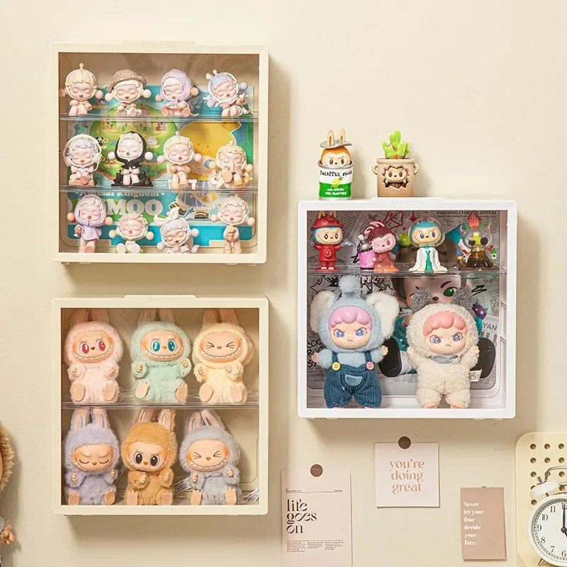 Plush Doll Display Case 2/3-Tier Dustproof Flip Lid 28cm