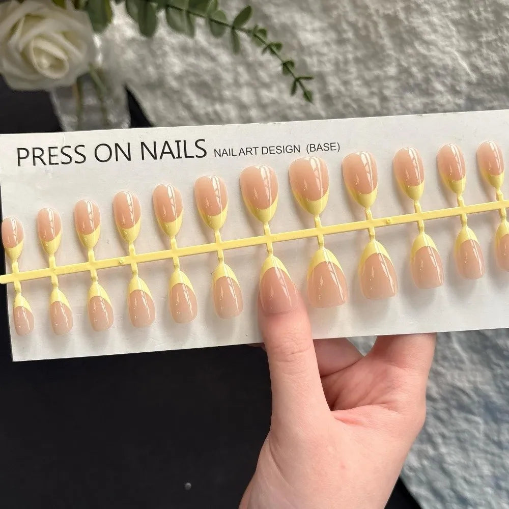 30-Piece Almond Press On Nails – Matte Nude & Glossy Finish