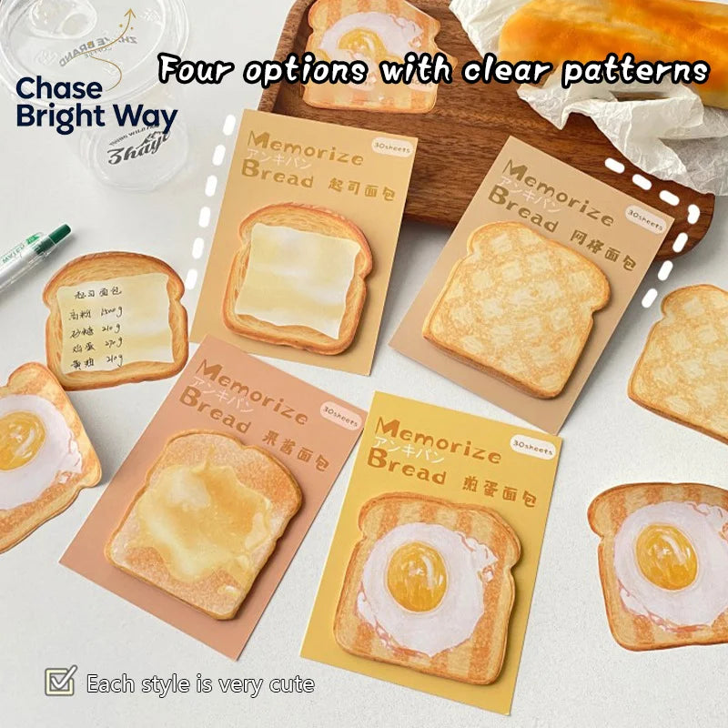 Toast Shape Sticky Notes – 30-Sheet Fun Novelty Notepad