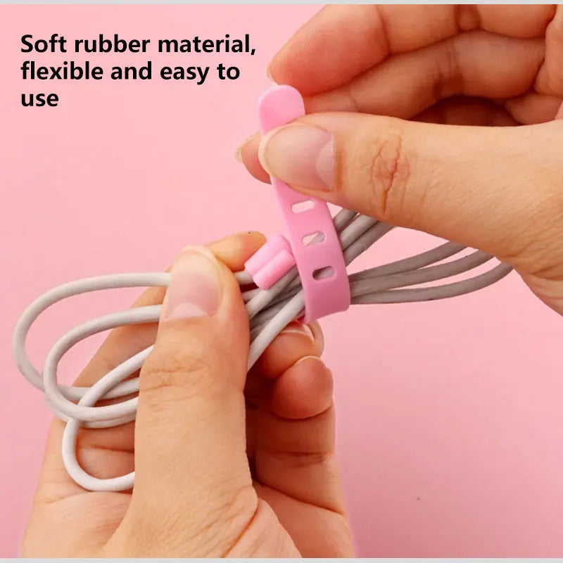 10-Pack Silicone Cable Ties – Cord & Wire Organizer Clips