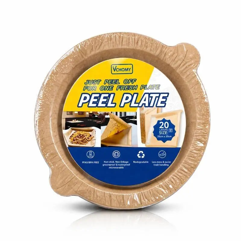 Disposable Kraft Paper Plates 20-Pack | BPA-Free, Oil & Water Resistant
