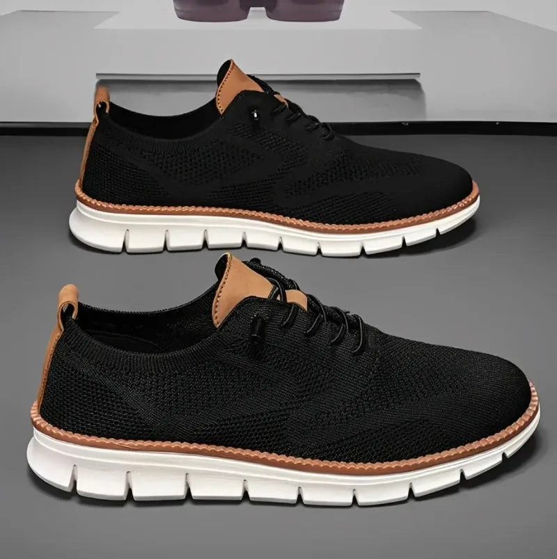 Men's Brogue Dress Sneakers – Breathable Cushioned Casual Shoes