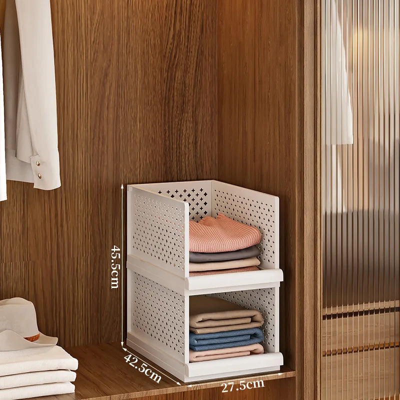Stackable Pull-Out Drawer Storage Bins Organizer | 1-2 Layer