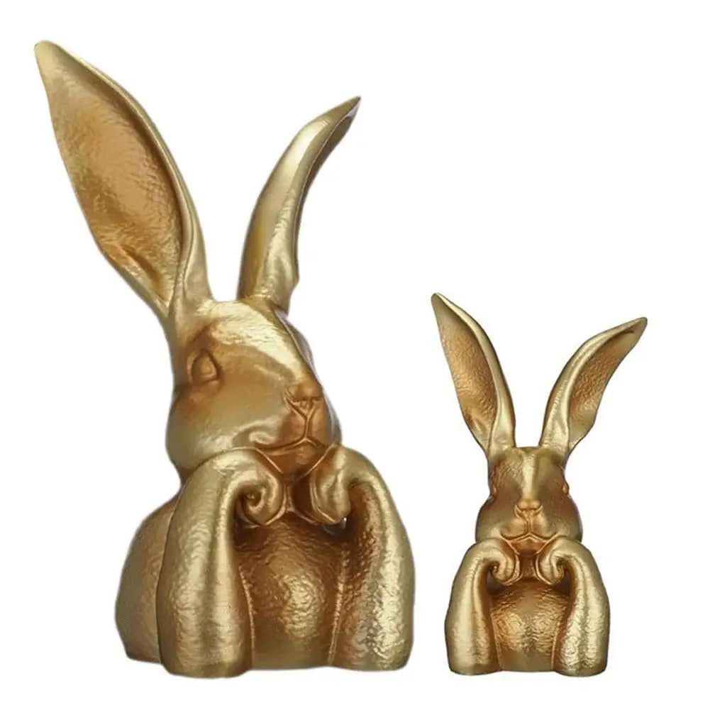 Vintage Gold Resin Bunny Statue | Easter Spring Home Decor