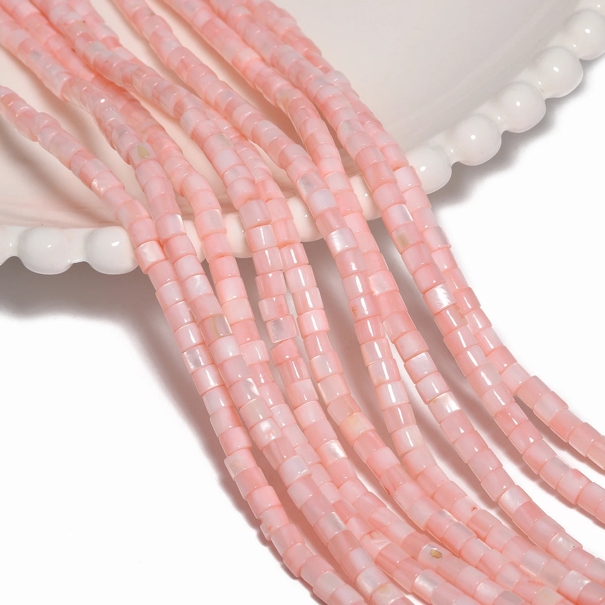 Pink Shell Pearl Cylinder Beads 4x3mm – DIY Spacer Beads