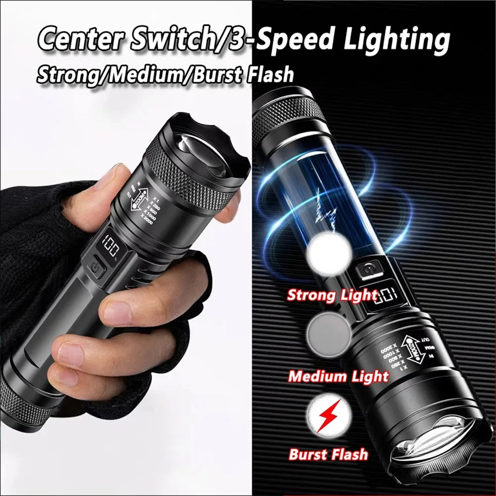 USB Rechargeable LED Flashlight – 1600 Lumen Zoomable Torch