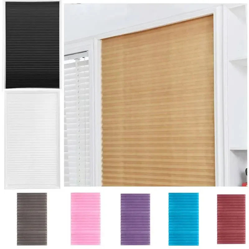 Self-Adhesive Pleated Blinds – No-Drill Folding Curtain 4 Colors