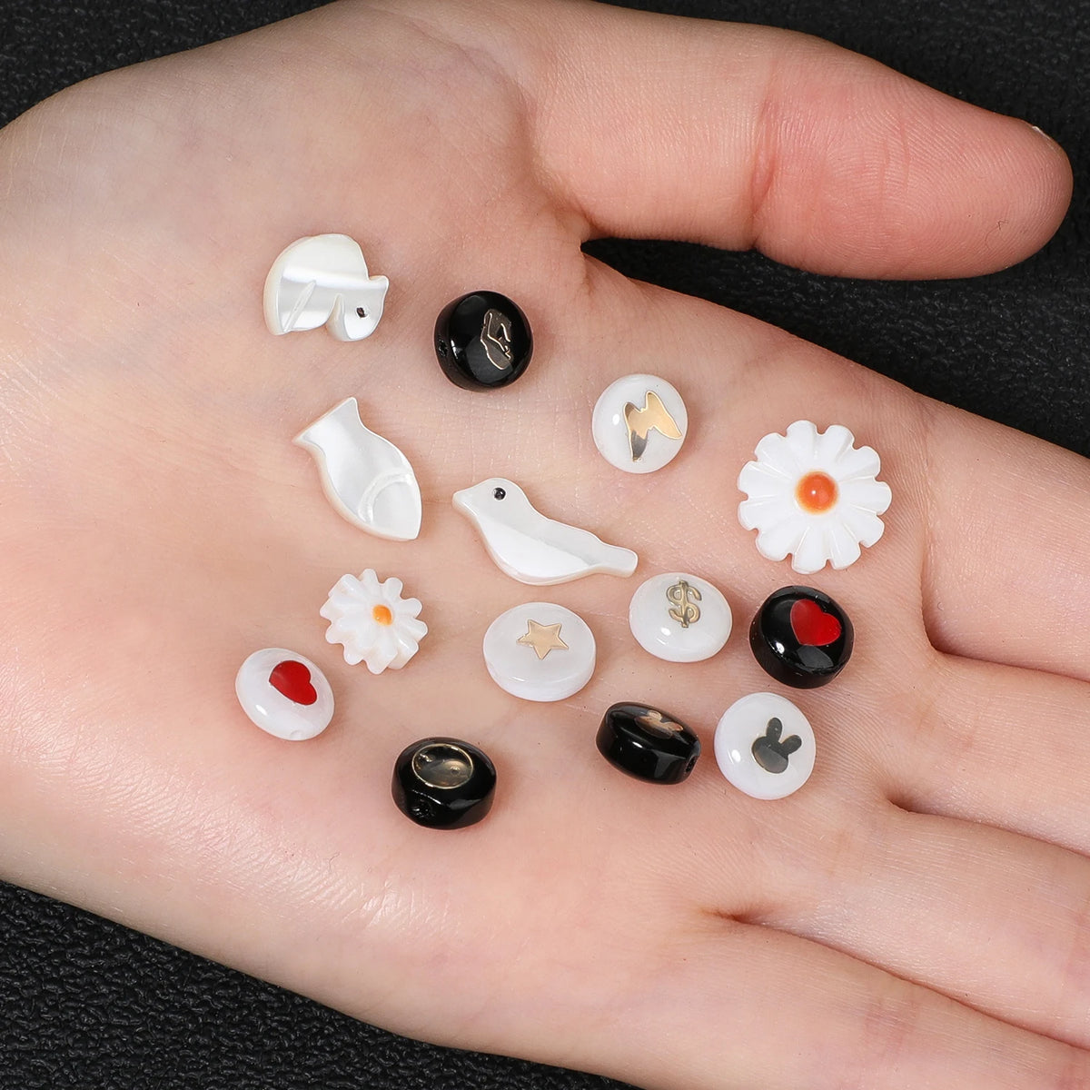 Natural Shell Beads – Fish Daisy Bird Loose Spacer Beads for DIY