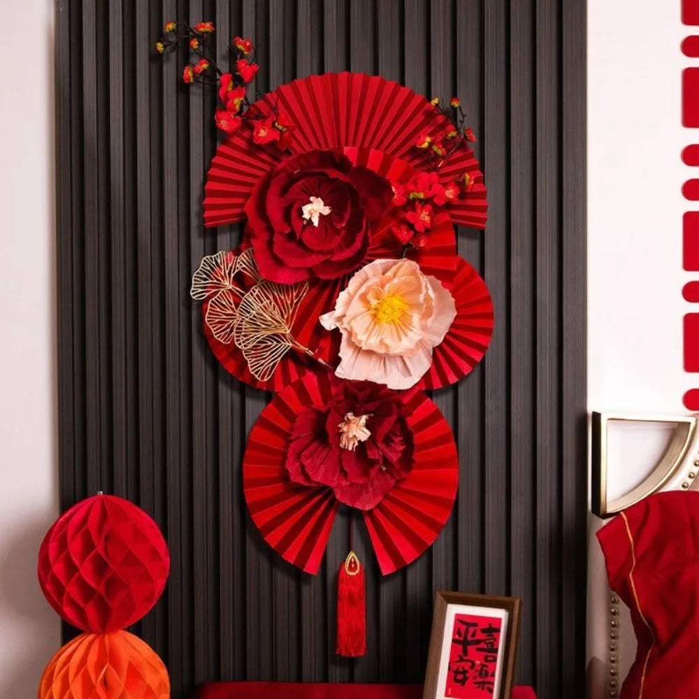 Chinese New Year Paper Flower Backdrop – DIY Red Spring Decor