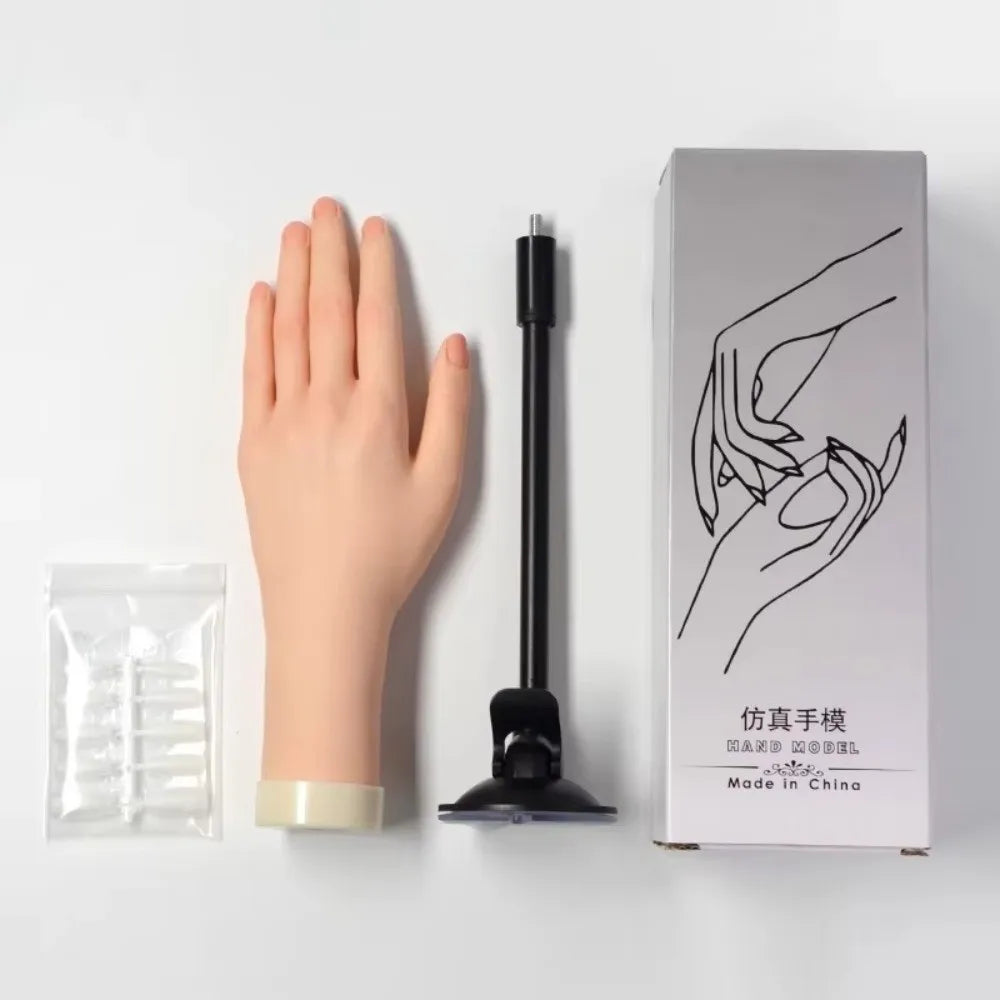 Silicone Nail Practice Hand – Bendable Training Display Rack