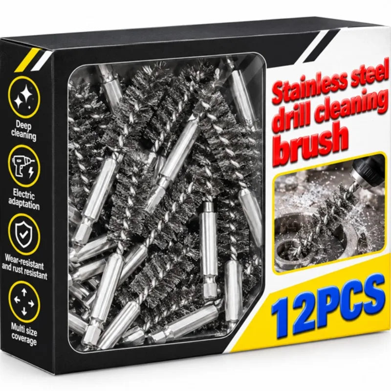 Stainless Steel Drill Cleaning Brush Set – 6 Sizes 8–19mm