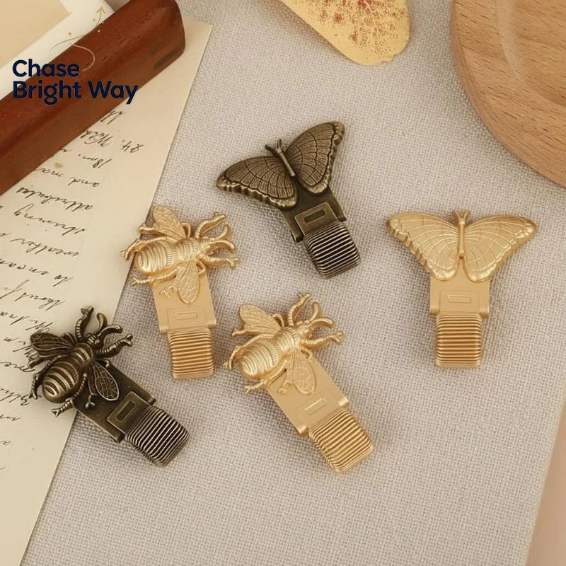 Vintage Insect Metal Pen Clip | Spring-Loaded Journal Pen Holder