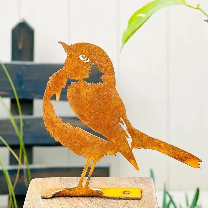 Rust Metal Bird Wall Art – Iron Garden Decoration