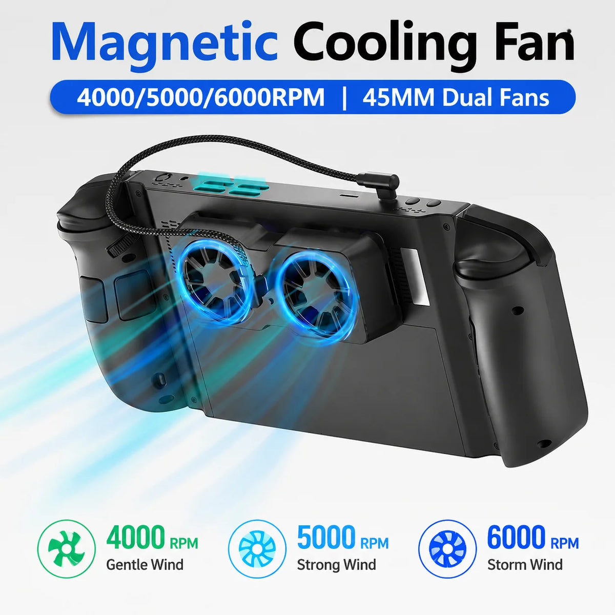 Magnetic Dual Fan Cooler for Steam Deck, XBOX Ally X, Legion Go