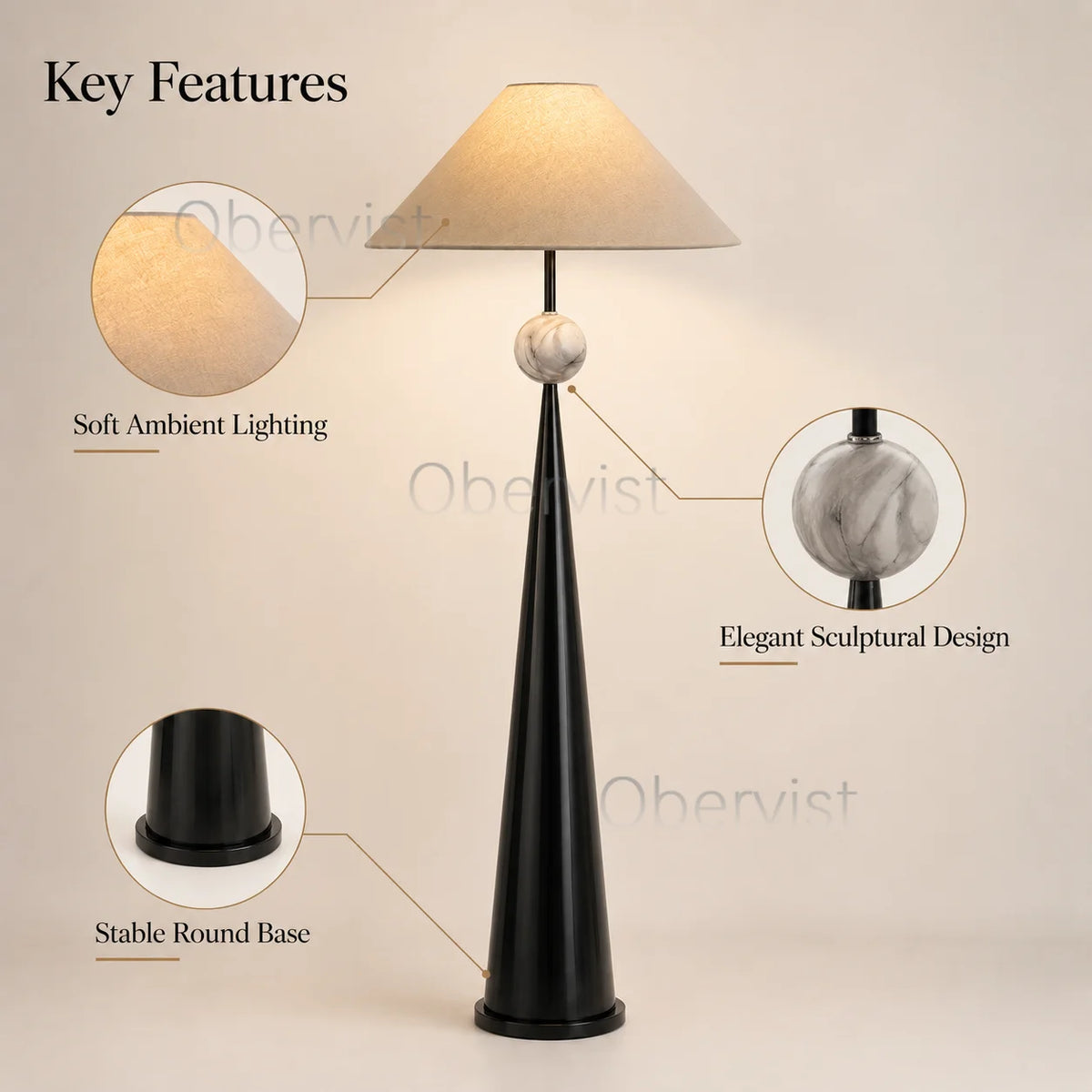 Textured Fabric Shade Floor Lamp | Modern Standing Light