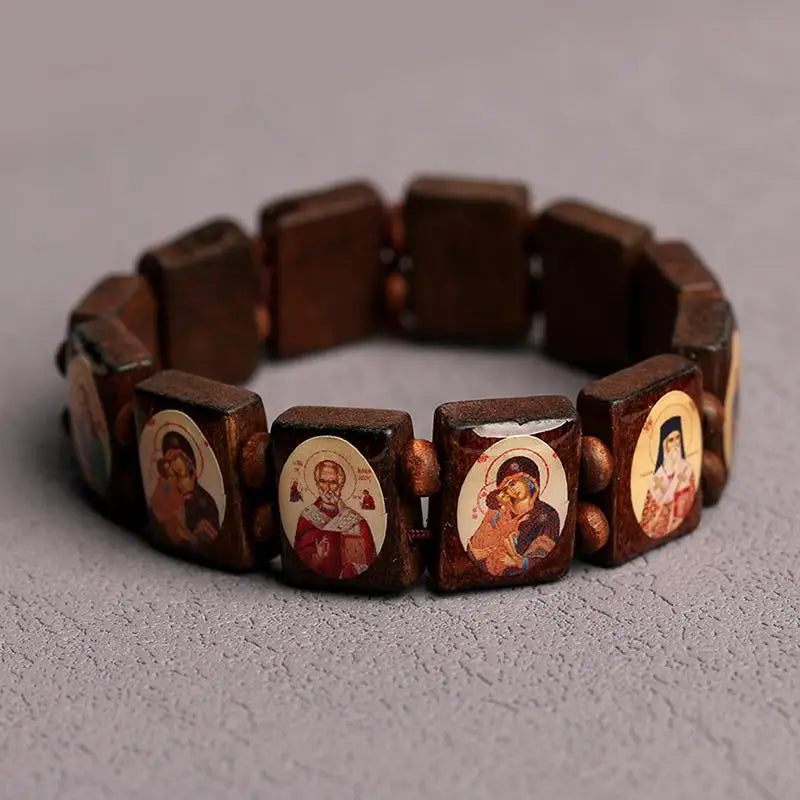 Natural Wood Rosary Bracelet – Handmade Religious Jewelry
