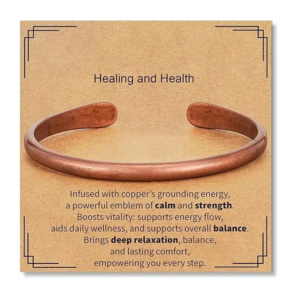 Pure Copper Cuff Bracelet – Adjustable Unisex Bangle Gift