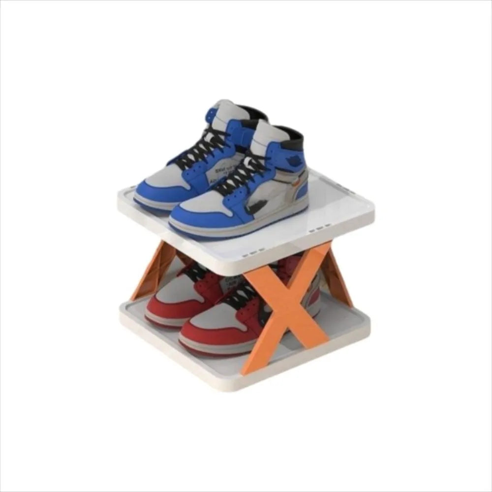 Folding X-Shape Shoe Rack – Detachable Plastic Shoe Organizer